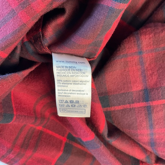 Tommy Hilfiger Men’s Brushed Twill Gingham Button Down Shirt Rouge XL MSRP $74 - Picture 9 of 10